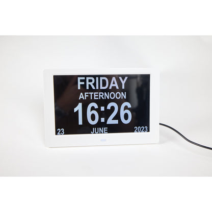 ALLY Clock 20cm Schwarz - Uhr mit Wochentagen, Datum und Uhrzeit