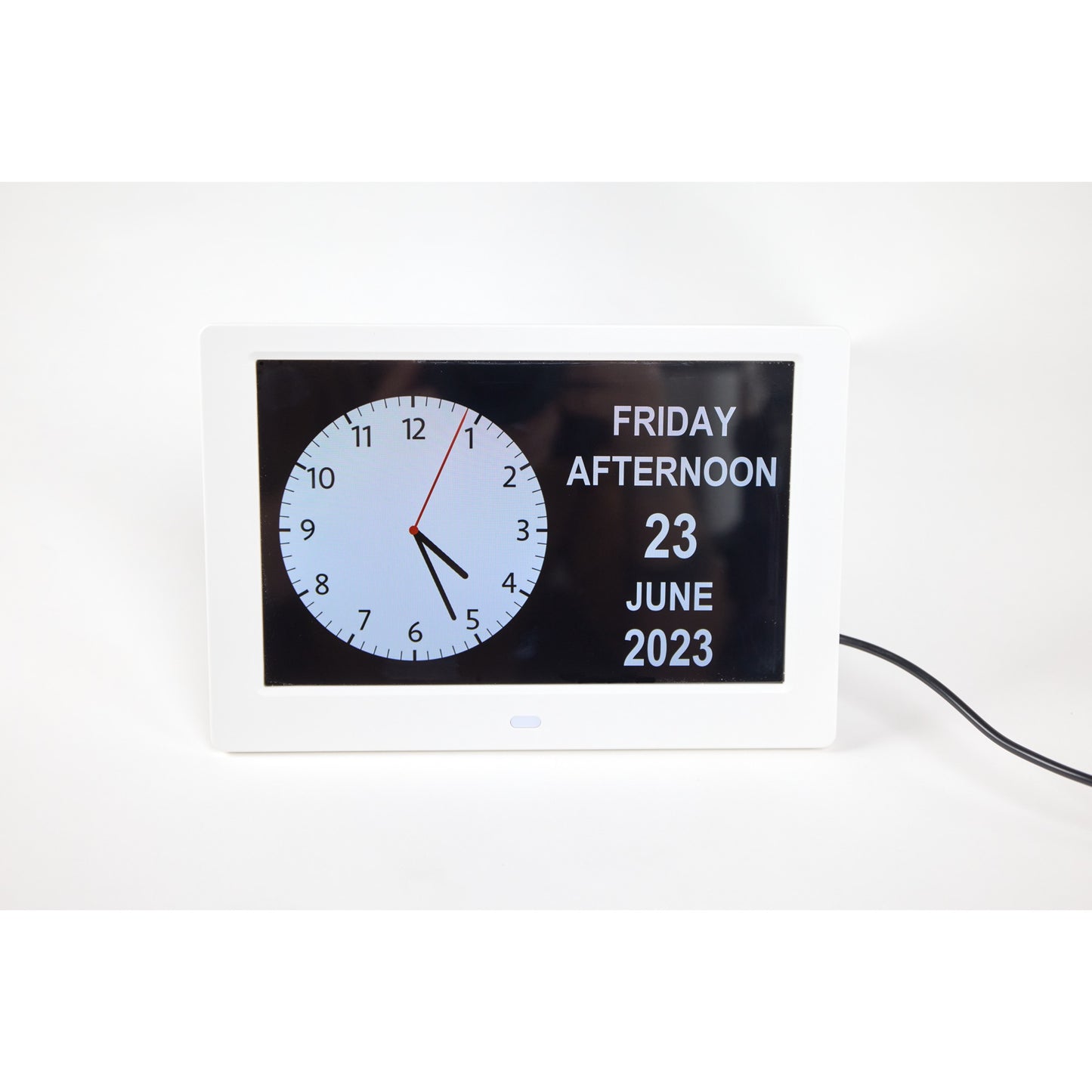 ALLY Clock 20cm Weiss - Uhr mit Wochentagen, Datum und Uhrzeit