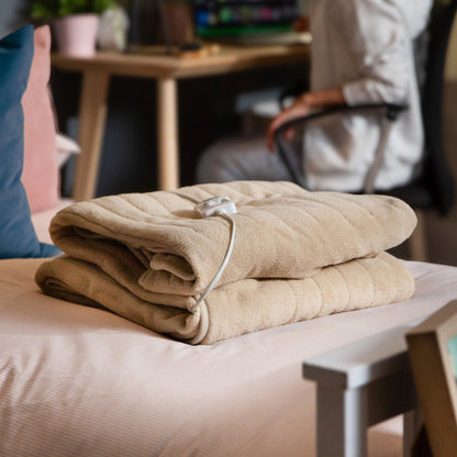 Couverture chauffante en micropolaire beige