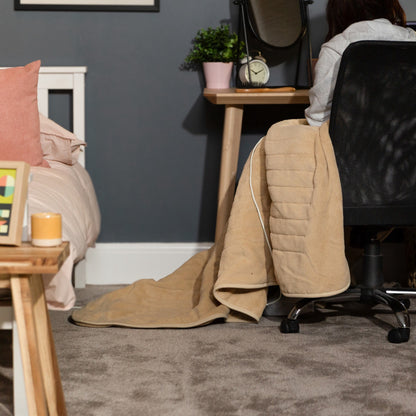 Couverture chauffante en micropolaire beige