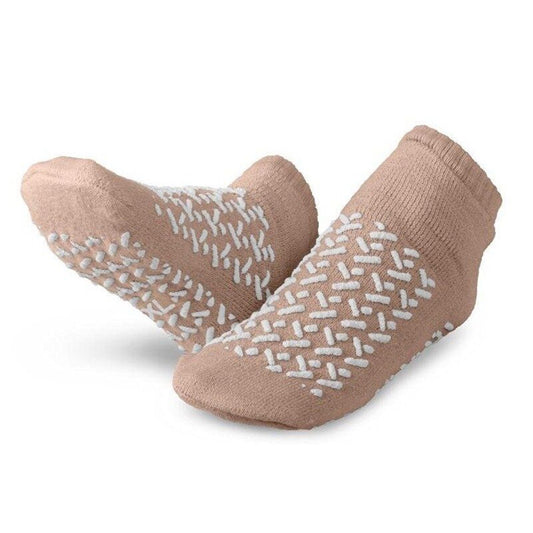 Doppelseitige rutschfeste Socken - Größe 39-43 (Beige)