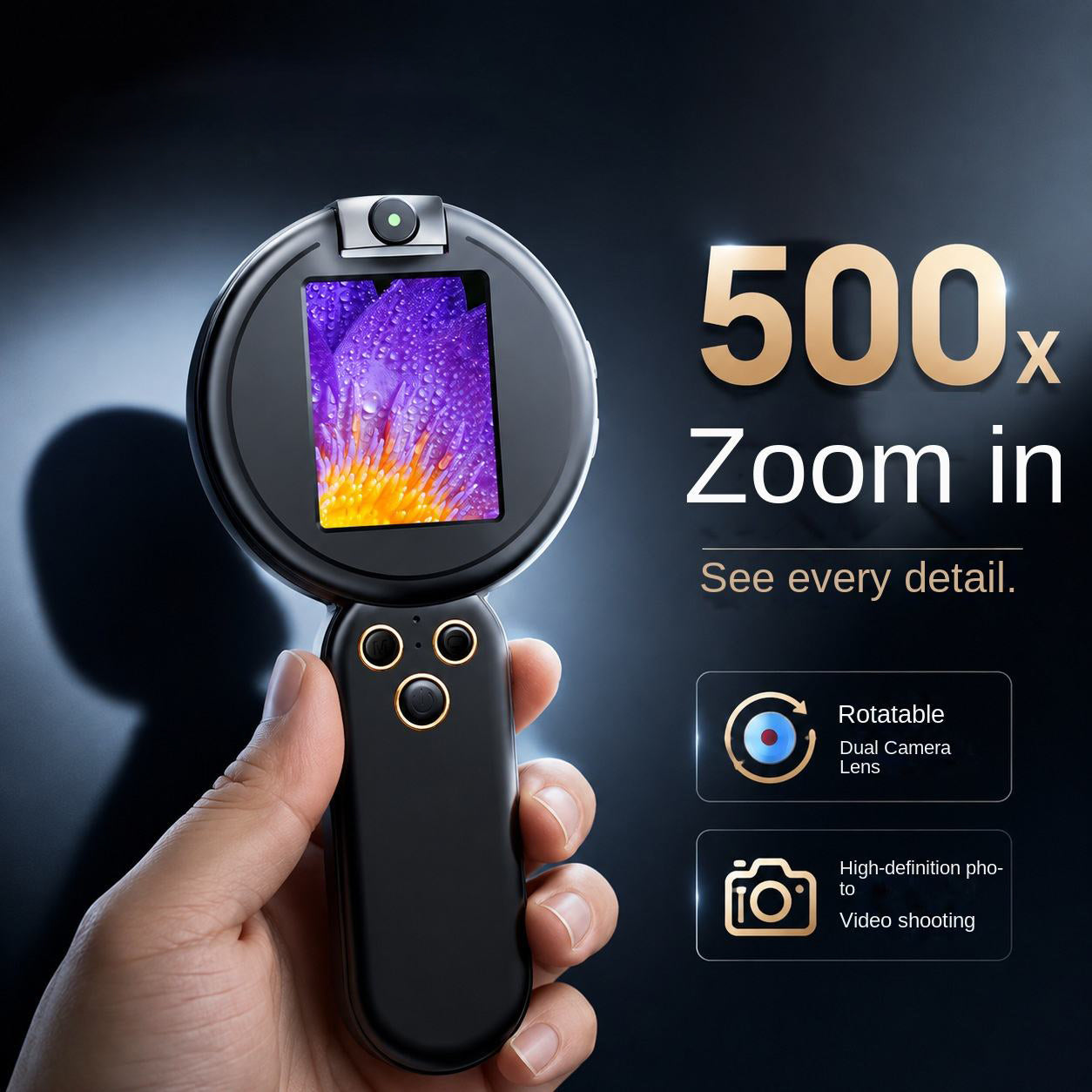Loupe numérique portable K01 — Écran IPS 2,4″ avec éclairage LED