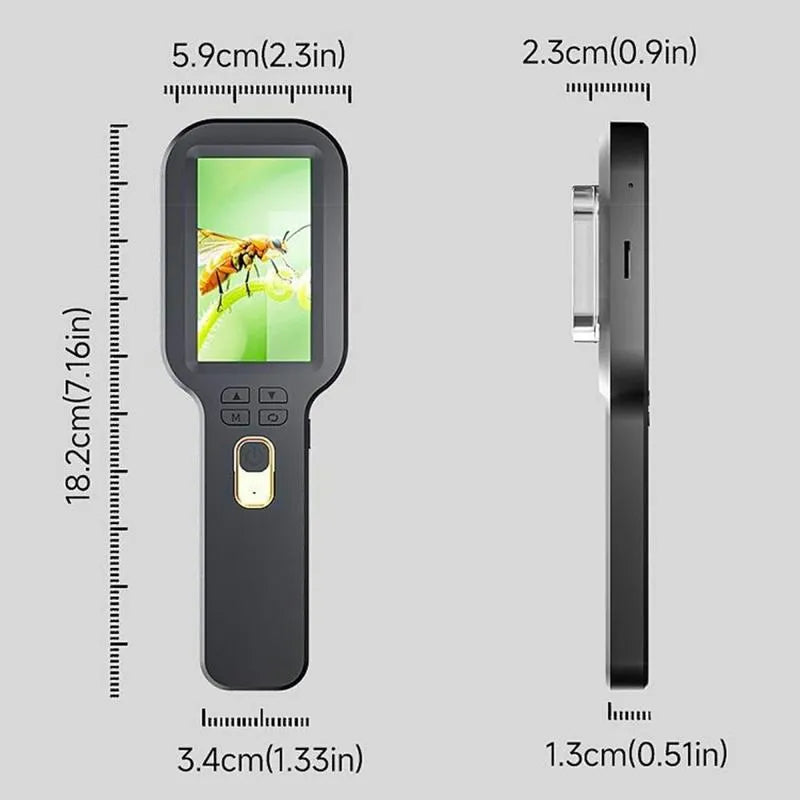 Loupe numérique portable V8 500X — Écran HD 3″ avec éclairage LED