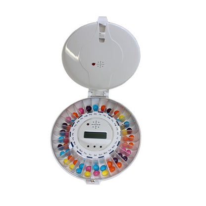 Automatic pill dispenser with alarm